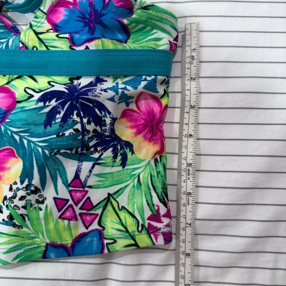Breaking Waves Girl's 2 Piece Hawaiian Animal Print Swim Suit size 6